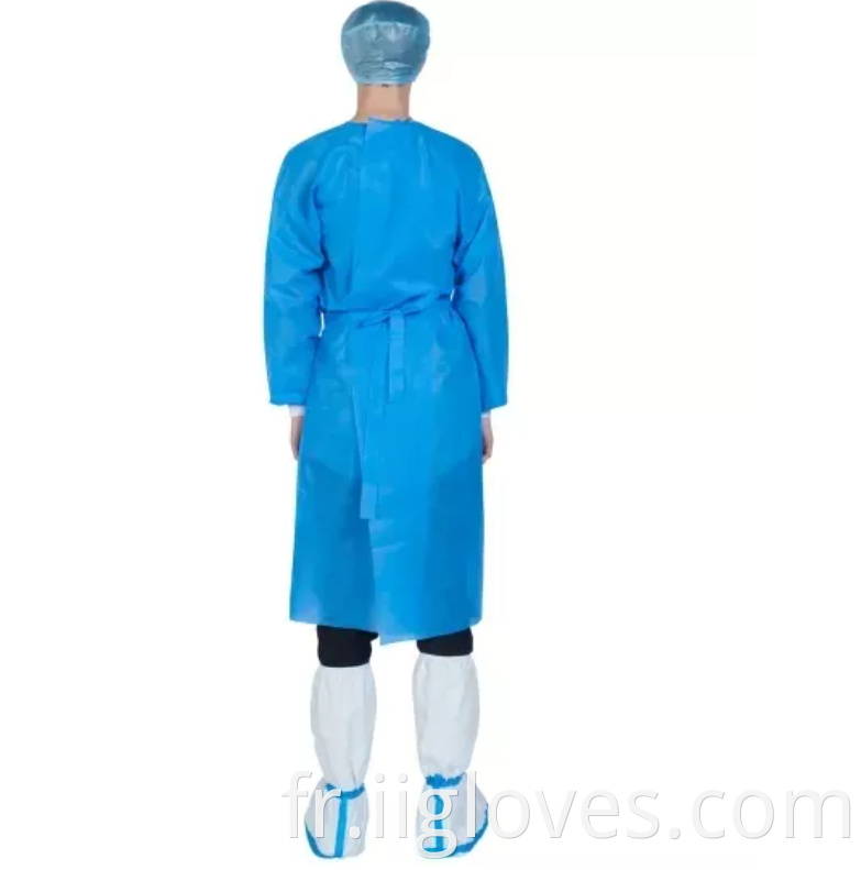 Patient de massage de sécurité Patient laminé Isolement 40gsm Insolation Opération Isolative Robe de théâtre